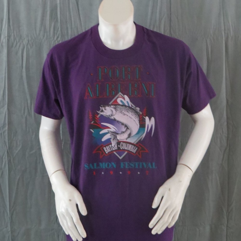 Fruit of the Loom Purple Salmon Festival Graphic Tee